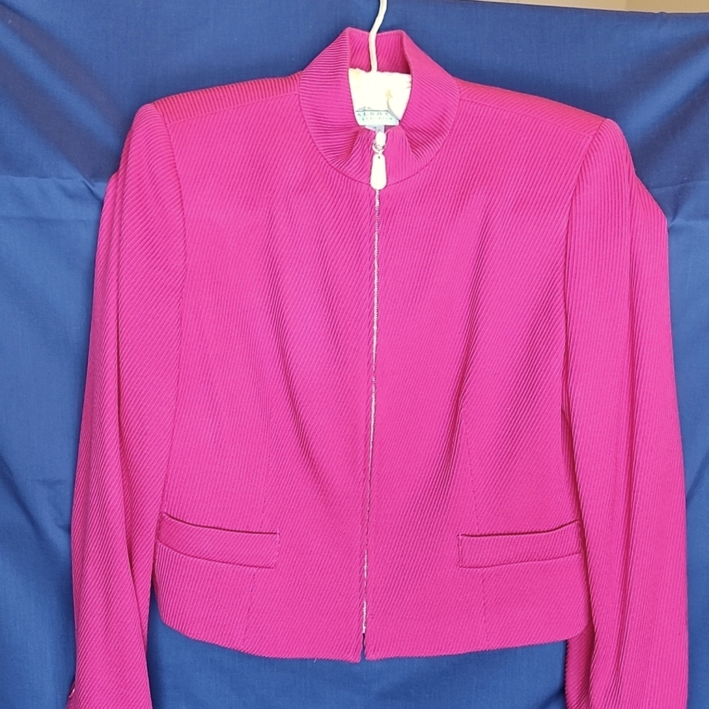 Talbots Vibrant Pink Cropped Blazer with Zipper Closure